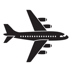 airplane icon, air plane sign. Vector black silhouette. with white background.