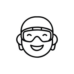 Stylized Icon of a Happy Swimmer Wearing Goggles and Cap face head