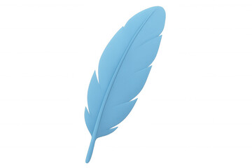 Light blue feather floating weightlessly, symbolizing creativity, literary inspiration, and freedom against clean transparent backdrop