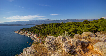 Dalmatian village of Novigrad aerial view, Croatia