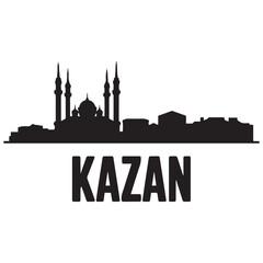 Fototapeta premium Kazan skyline, monochrome silhouette. Vector illustration. Vector black silhouette. with white background.