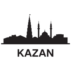 Fototapeta premium Kazan skyline, monochrome silhouette. Vector illustration. Vector black silhouette. with white background.