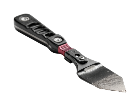 Scraping action with a paint scraper workshop tool, isolated on transparent background, png