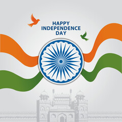 Indian Independence Day poster, Vector illustration of the Red Fort