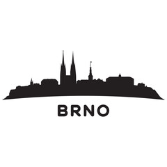 Fototapeta premium Brno skyline silhouette. Landscape Brno, Czech Republic. Vector black silhouette. with white background.