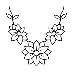 stylized flower garland outline on white background