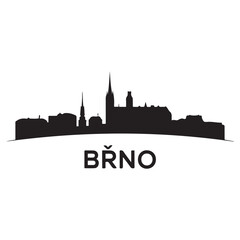 Fototapeta premium Brno skyline silhouette. Landscape Brno, Czech Republic. Vector black silhouette. with white background.