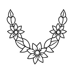 stylized flower garland outline on white background