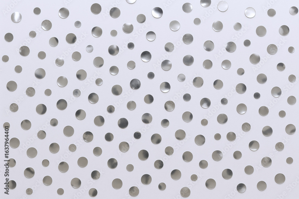 Aufkleber abstract pattern of metallic silver circles on a clean white surface, creating a modern and textured