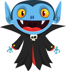 Cute cartoon vampire character design. Vector illustration for Halloween themed party decoration