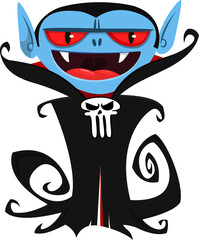 Cute cartoon vampire character design. Vector illustration for Halloween themed party decoration