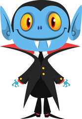 Cute cartoon vampire character design. Vector illustration for Halloween themed party decoration