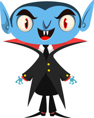 Cute cartoon vampire character design. Vector illustration for Halloween themed party decoration