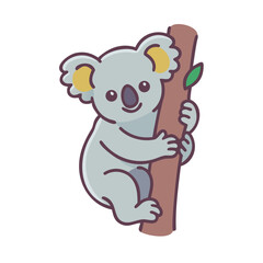 Fototapeta premium Cute illustration of a koala bear clinging to a eucalyptus tree 