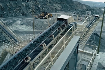 Movement of asbestos rock for grinding to fine fraction