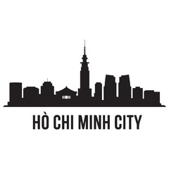 Obraz premium Ho Chi Minh City skyline silhouette. Black Ho Chi Minh City city. Vector black silhouette. with white background.