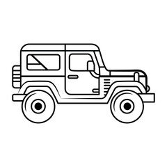 Line Art of an Off-Road Vehicle Portrait Side View for Projects