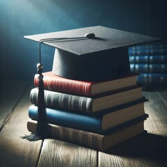 Academic Excellence – Cap and Books Representing Learning.