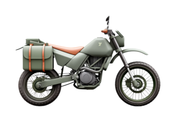 Adventure motorcycle ride in nature stunning off-road environment, isolated on transparent background, png