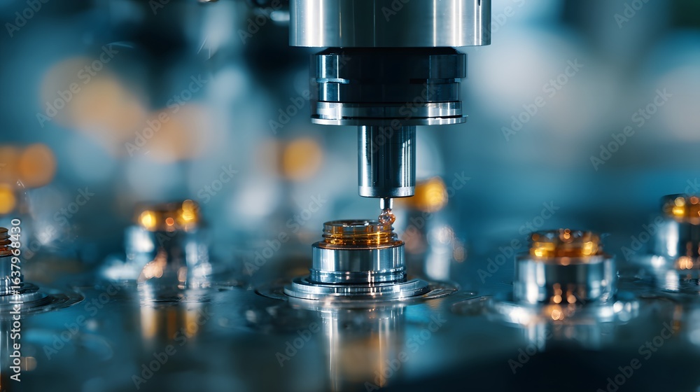 Poster precision machine tools assembly process in a factory.
