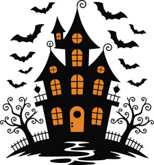 Haunted House Vector – Flat Color Halloween Design with Bats

Spooky Halloween House Illustration – Flat Vector No Background

Haunted Mansion with Flying Bats – Flat Color Halloween Vector

Scary Hou