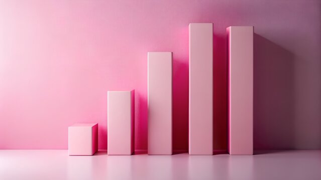 Photo of pink bar chart showing upward growth and progress in a clean, modern studio setting with soft lighting - Powered by Adobe