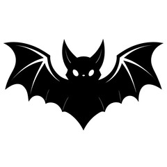 Bat vector clean black silhouette design white background