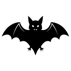 Bat vector clean black silhouette design white background