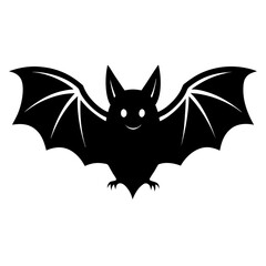 Bat vector clean black silhouette design white background