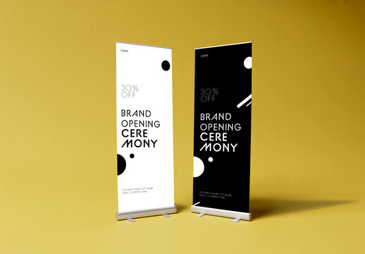 Dual Featuring Roll Up Banner Mockup