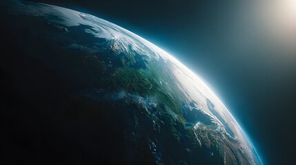 Obraz premium Detailed view of earth from space, highlighting continents and atmosphere.