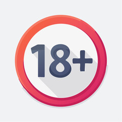 Obraz premium Minimalist flat vector icon set featuring 18 plus age restriction symbols, no under eighteen signs, and mature content warnings. Perfect for websites, apps, and printed materials requiring age verific