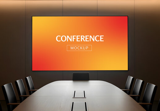 Modern Conference Room Digital Screen Mockup