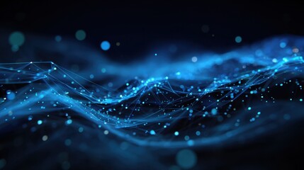 glowing blue network wave abstract