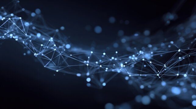 glowing network nodes dark space