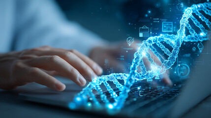 DNA Analysis and Digital Technology Concept