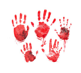 Artistic expression of red handprints creative digital abstract, isolated on transparent background, png