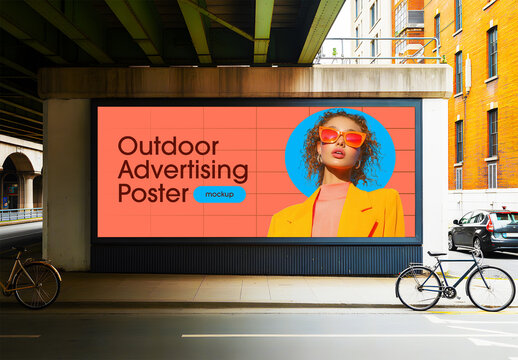 Realistic Outdoor Poster Mockup with Urban Fashion Theme