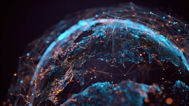 glowing earth network connections