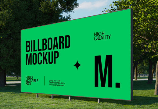 Big Horizontal Billboard in Nature Mockup
