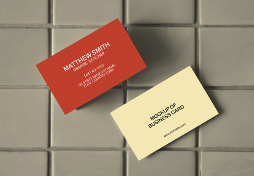 Business Card Mockup On Tiles Floor