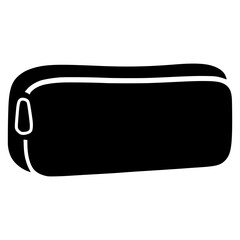 Isolated Black Rectangular Pencil Case Silhouette