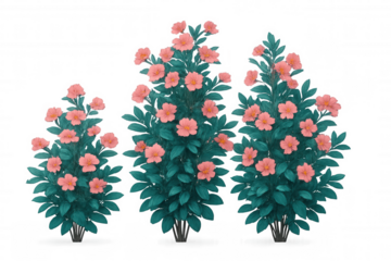 Pink blossoming flowers adorning lush green foliage, transparently isolated for seamless graphic design integration