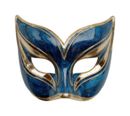 Elegant blue mask display at carnival artistic showcase festive atmosphere, isolated on transparent background, png