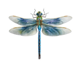 Dragonfly in flight nature wildlife view, isolated on transparent background, png