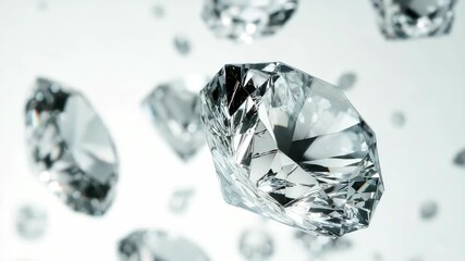A collection of shining, brillant diamond shapes with light reflecting off their facets. - Powered by Adobe