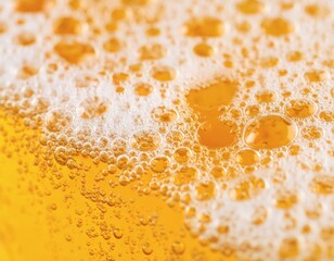 Premium Beer Close Up with Froth and Bubbles