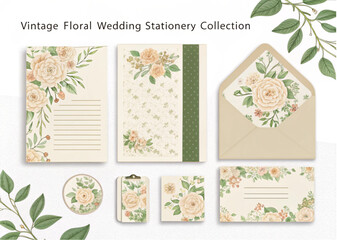 set of vintage cards with flowers