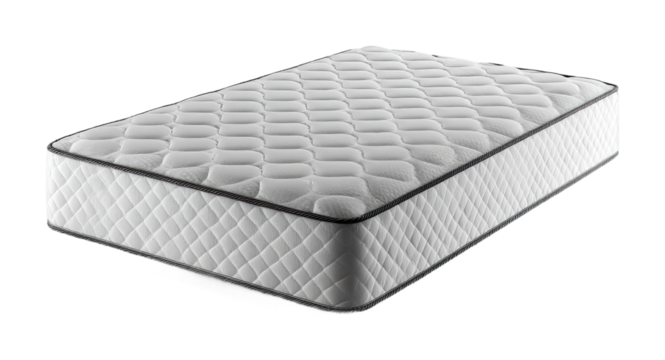 Choosing the perfect mattress for comfort at home bedroom product perspective, isolated on transparent background, png