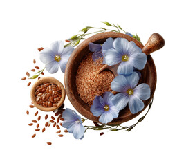 Health benefits of flaxseed in cooking kitchen food bright, isolated on transparent background, png